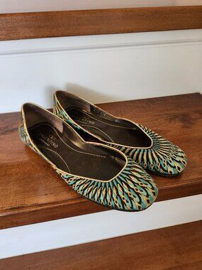 Valentino Garavani ballerina flats peacock-inspired women's size 37.5